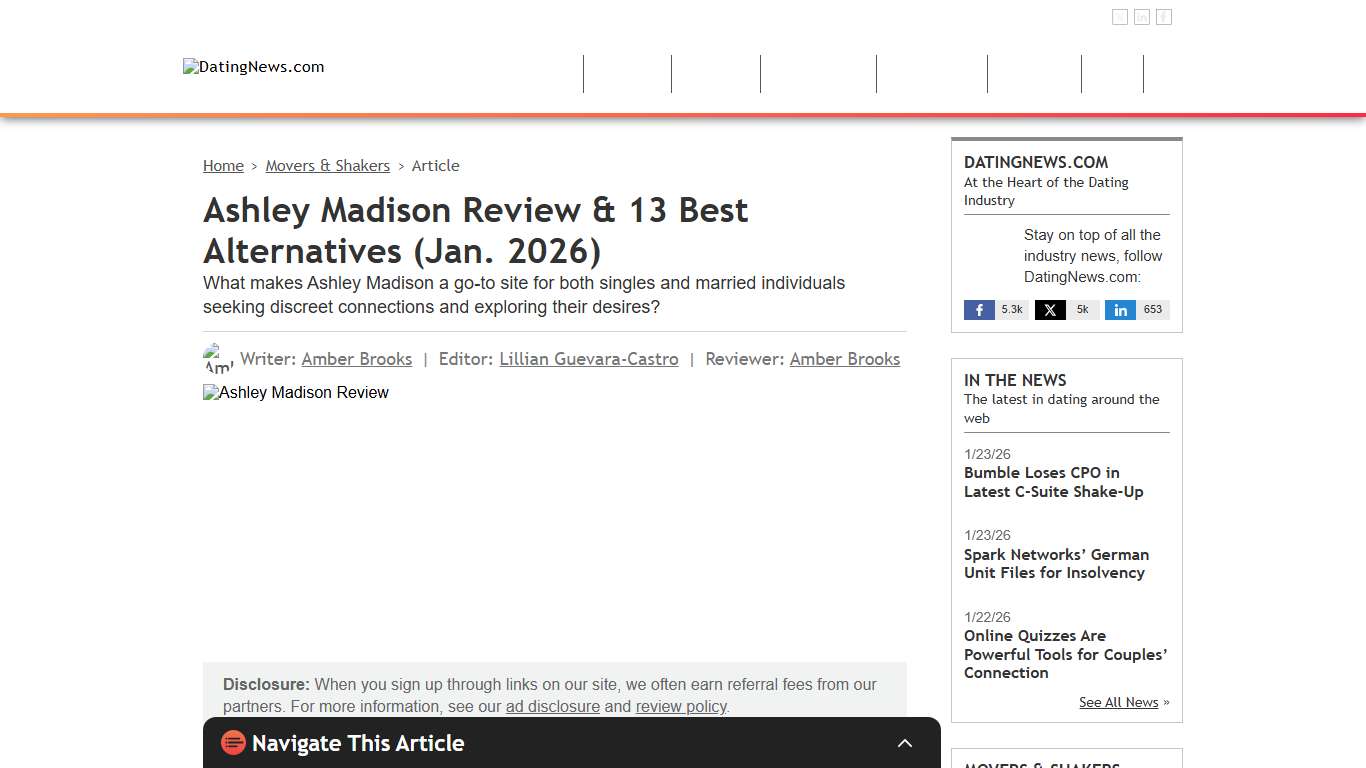 Ashley Madison Review & 13 Best Alternatives (Jan. 2026)